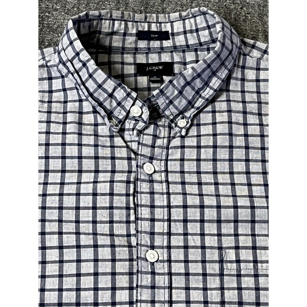 J.Crew Factory - Mens XL Slim Fit - Chambray Windowpane Tattersall‎ Button Down